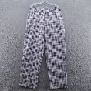IZOD Golf Mens Straight Leg Pant 34x32* Gray Purple Plaid Performance NEW‎